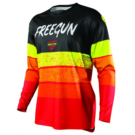 FREEGUN STRIPE MX dres červeno/žltý neon