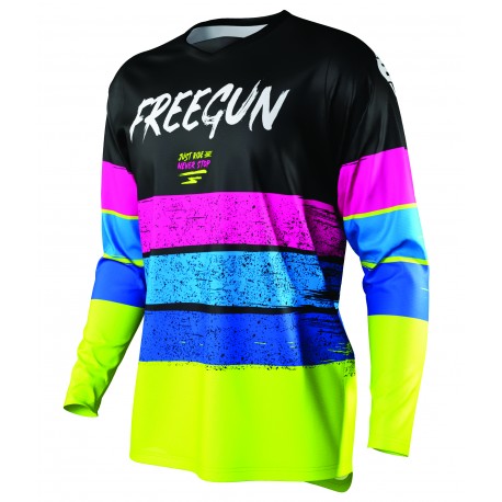 FREEGUN STRIPE MX dres neon žlto/modro/ružový